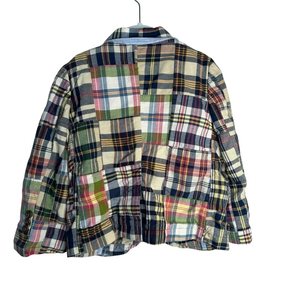 J.CREW CREWCUTS Boys 3 Tartan Patchwork Blazer Jacket Multicolor